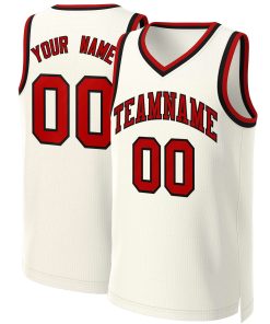 Custom Khaki Red-Black Classic Tops Basketball Jersey