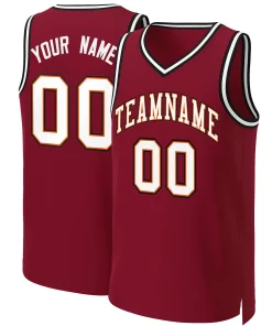 Custom Maroon White-Orange Classic Tops Basketball Jersey