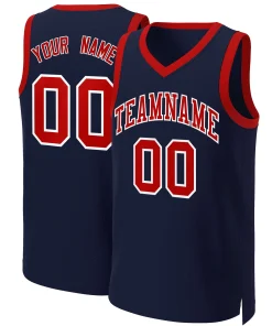 Custom Navy Red-White Classic Tops Basketball Jersey