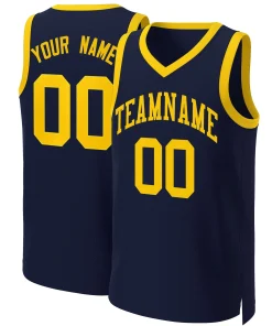 Custom Navy Yellow Classic Tops Basketball Jersey