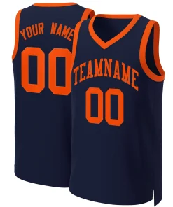 Custom Navy Orange Classic Tops Basketball Jersey