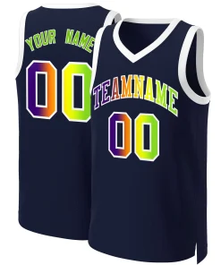 Custom Navy Purple-White Classic Gradient Fashion Tops Basketball Jersey