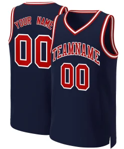 Custom Navy Red-White Classic Tops Basketball Jersey