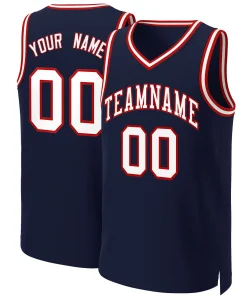 Custom Navy White-Red Classic Tops Basketball Jersey
