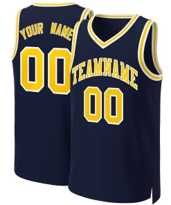 Custom Navy Yellow-White Classic Tops Basketball Jersey