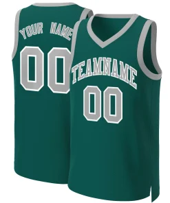 Custom Aqua Gray-White Classic Tops Basketball Jersey
