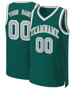 Custom Aqua Gray-White Classic Tops Basketball Jersey