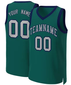 Custom Aqua Gray-Navy Classic Tops Basketball Jersey