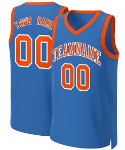 Custom Blue Orange-White Classic Tops Basketball Jersey
