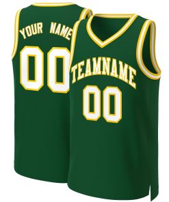 Custom Green White-Gold Classic Tops Basketball Jersey
