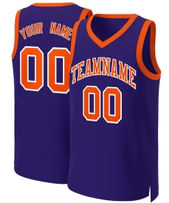Custom Purple Orange-White Classic Tops Basketball Jersey