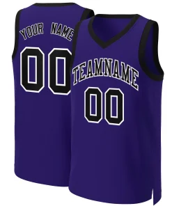 Custom Purple Black-White Classic Tops Basketball Jersey