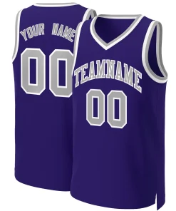 Custom Purple Gray-White Classic Tops Basketball Jersey