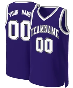 Custom Purple White-Black Classic Tops Basketball Jersey