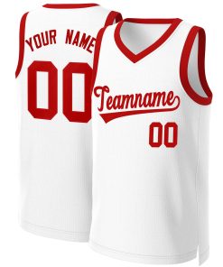 Custom White Red Classic Tops Basketball Jersey