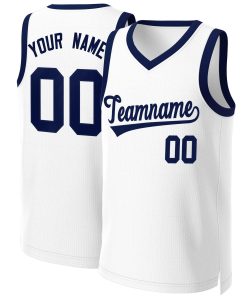 Custom White Navy Blue Classic Tops Basketball Jersey
