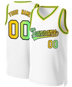 Custom White Green-Black Classic Gradient Fashion Tops Basketball Jersey