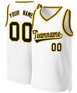 Custom White Black-Yellow Classic Tops Basketball Jersey