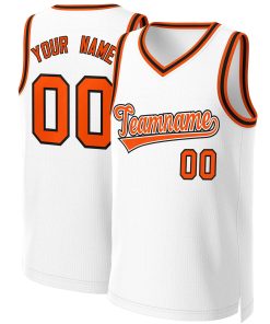 Custom White Orange-White Classic Tops Basketball Jersey