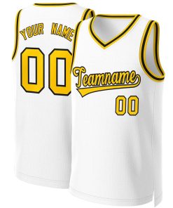 Custom White Yellow-Black Classic Tops Basketball Jersey