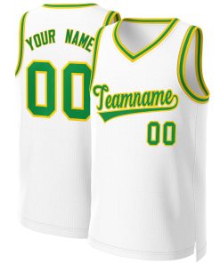 Custom White Green-Yellow Classic Tops Basketball Jersey