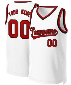 Custom White Red-Black Classic Tops Basketball Jersey