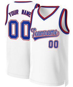 Custom White Royal-White Classic Tops Basketball Jersey