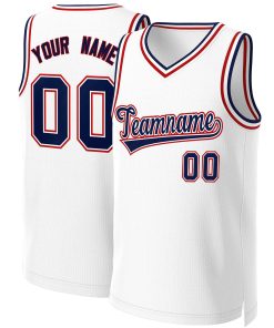 Custom White Navy-White Classic Tops Basketball Jersey