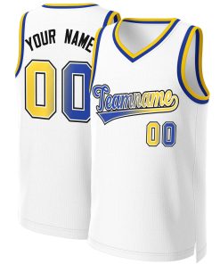 Custom White Royal-White Classic Gradient Fashion Tops Basketball Jersey