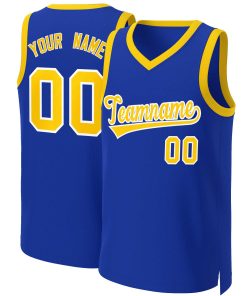 Custom Royal Yellow-White Classic Tops Basketball Jersey