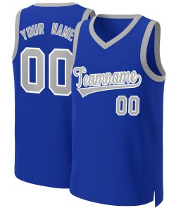 Custom Royal Gray-White Classic Tops Basketball Jersey