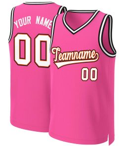 Custom Pink White-Orange Classic Tops Basketball Jersey