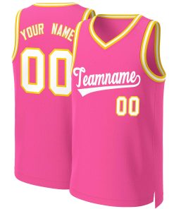 Custom Pink White Classic Tops Basketball Jersey