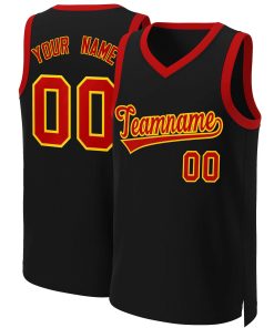 Custom Black Red-Yellow Classic Tops Basketball Jersey