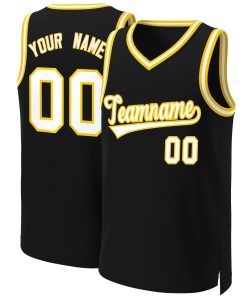 Custom Black White-Yellow Classic Tops Basketball Jersey
