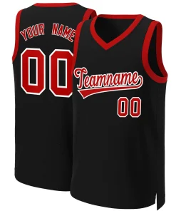 Custom Black Red-White Classic Tops Basketball Jersey