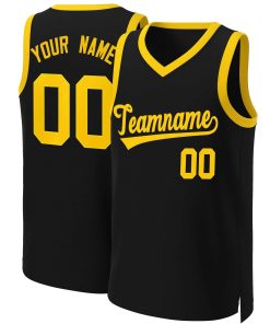 Custom Black Yellow Classic Tops Basketball Jersey