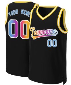 Custom Black Yellow-White Classic Gradient Fashion Tops Basketball Jersey