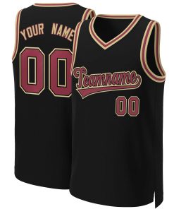 Custom Black Maroon-Black Classic Tops Basketball Jersey