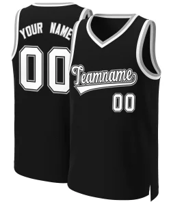 Custom Black White-Black Classic Tops Basketball Jersey