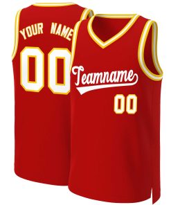 Custom Red White Classic Tops Basketball Jersey