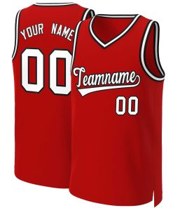 Custom Red White-Black Classic Tops Basketball Jersey