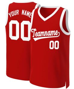 Custom Red White Classic Tops Basketball Jersey
