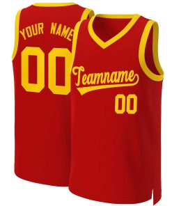 Custom Red Yellow Classic Tops Basketball Jersey