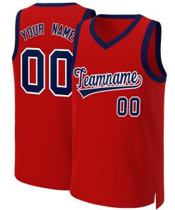 Custom Red Navy-White Classic Tops Basketball Jersey