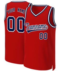 Custom Red Navy-White Classic Tops Basketball Jersey