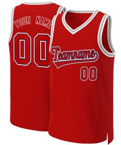 Custom Red Red-Navy Classic Tops Basketball Jersey
