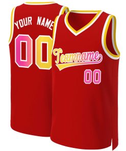 Custom Red Yellow-White Classic Gradient Fashion Tops Basketball Jersey