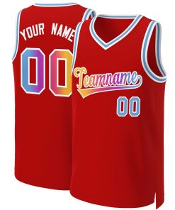 Custom Red Yellow-White Classic Gradient Fashion Tops Basketball Jersey