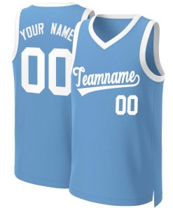 Custom Light Blue White Classic Tops Basketball Jersey